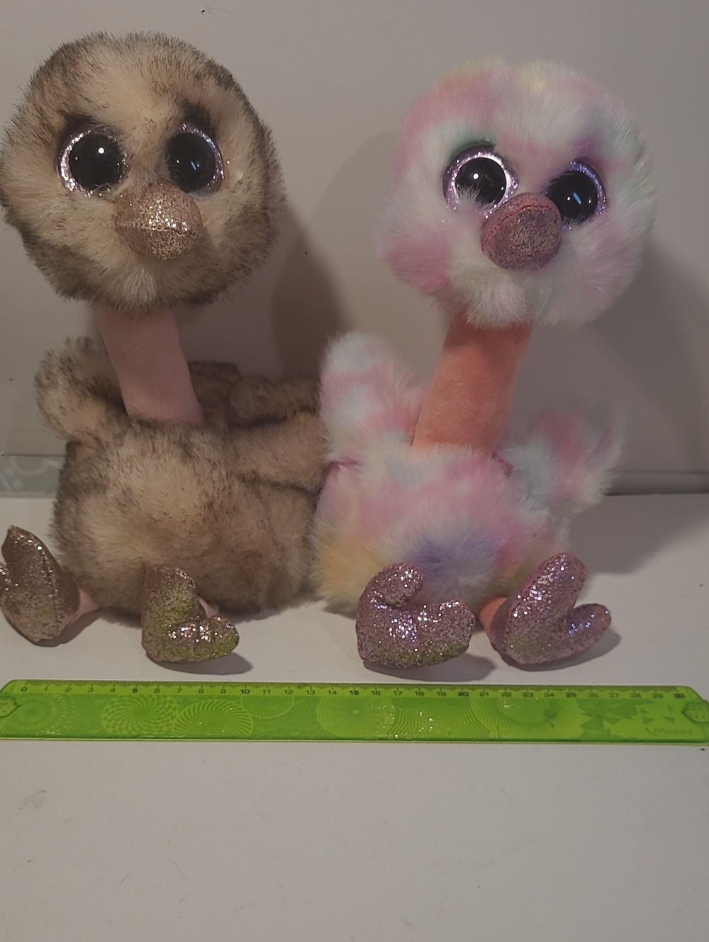 Avery Plush Multicolor Pastel Ostrich Toy with Glitter Beak and Feet